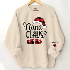 Happy Christmas - Personalised Nana Claus Christmas And Grandkids Sweatshirt - Gifts for Family - OLESA