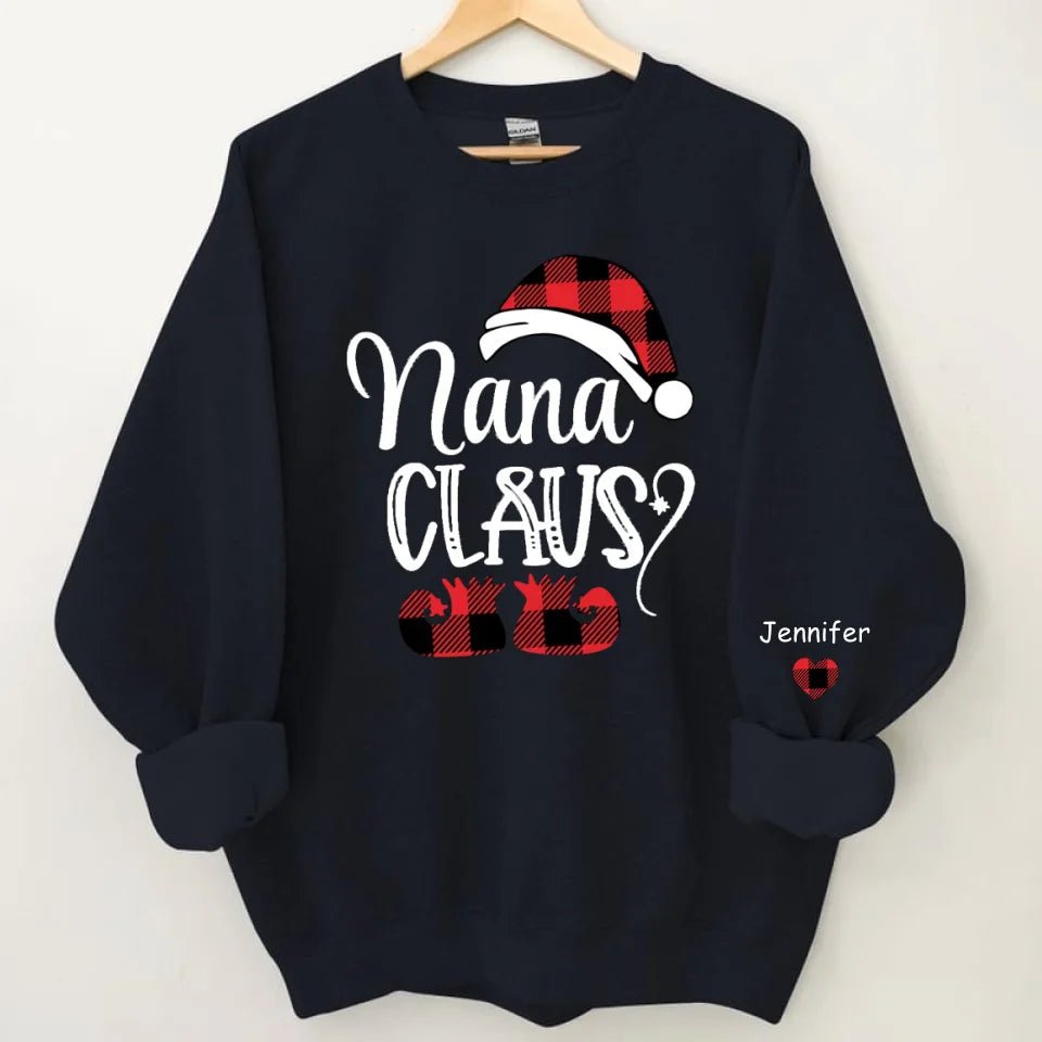 Happy Christmas - Personalised Nana Claus Christmas And Grandkids Sweatshirt - Gifts for Family - OLESA