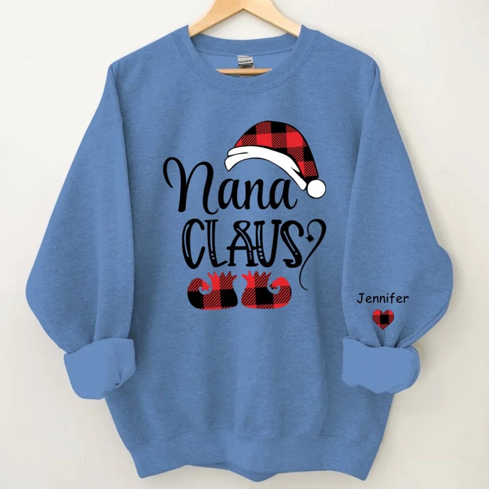 Happy Christmas - Personalised Nana Claus Christmas And Grandkids Sweatshirt - Gifts for Family - OLESA