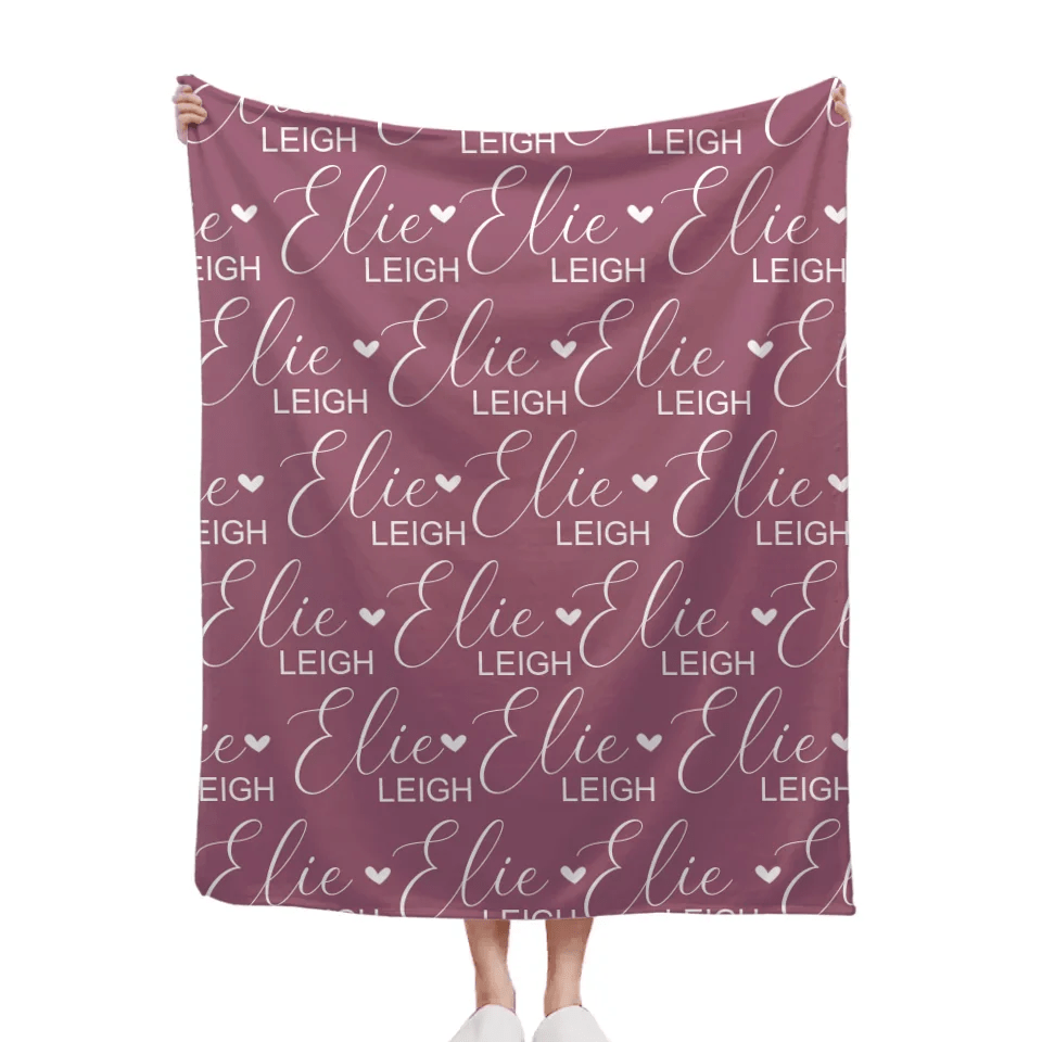 Heart Shaped Child Name Blanket Personalized Heart Shaped Blanket - OLESA