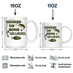 Hooked On Being Grandpa Fishing Camouflage Personalized Mug - Father's Day Gift For Grandpa, Dad, Husband - OLESA