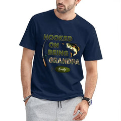 Hooked On Being Grandpa Fishing Camouflage Personalized Shirt - Father's Day, Gift For Dad, Grandpa, Husband - OLESA