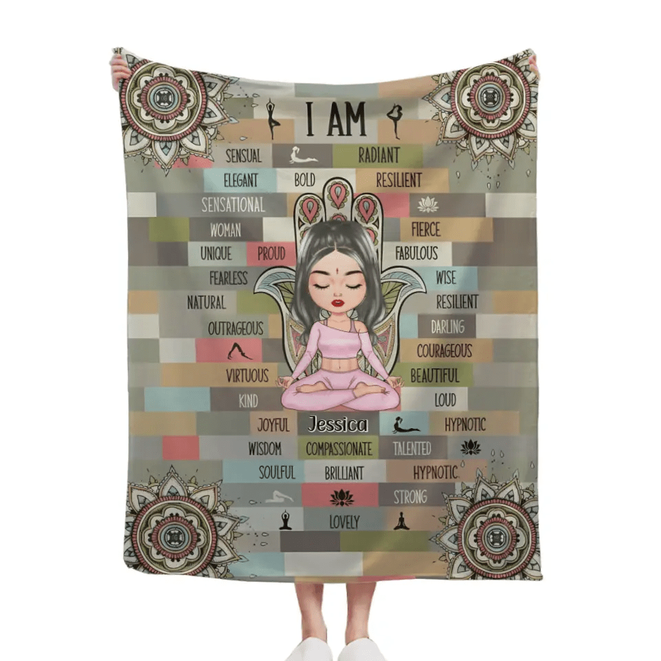 I Am Fearless - Personalized Custom Blanket - Gift For Yoga Lovers - OLESA