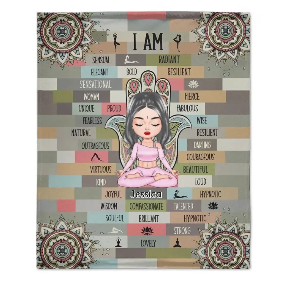 I Am Fearless - Personalized Custom Blanket - Gift For Yoga Lovers - OLESA