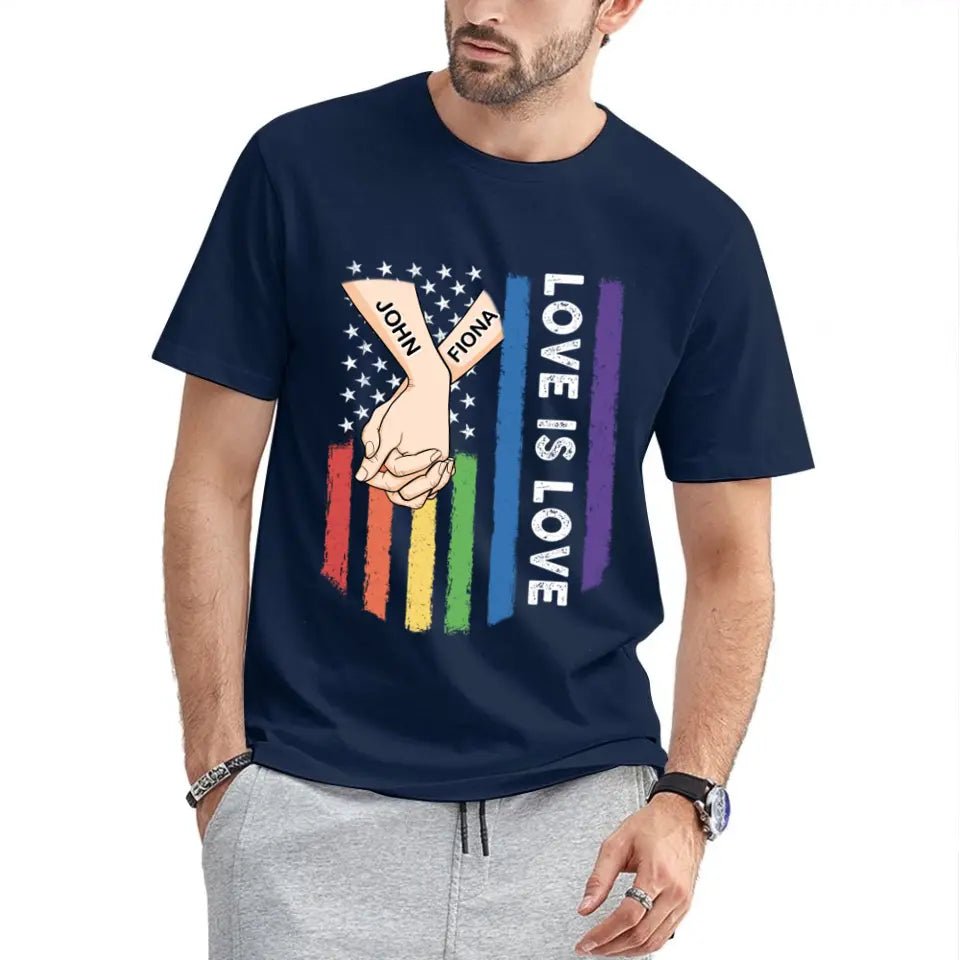 Love Is Love - Personalized Unisex T-shirt For Couples, a Gift For Your Loved One - OLESA