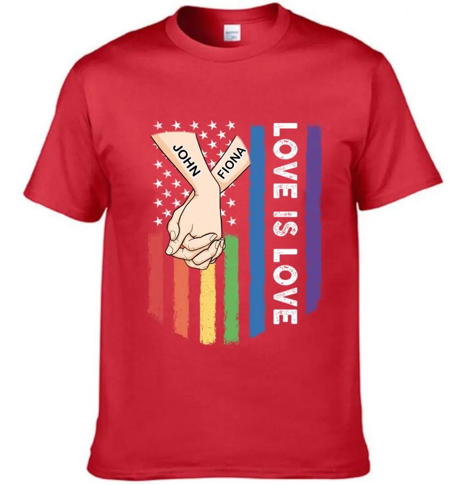 Love Is Love - Personalized Unisex T-shirt For Couples, a Gift For Your Loved One - OLESA