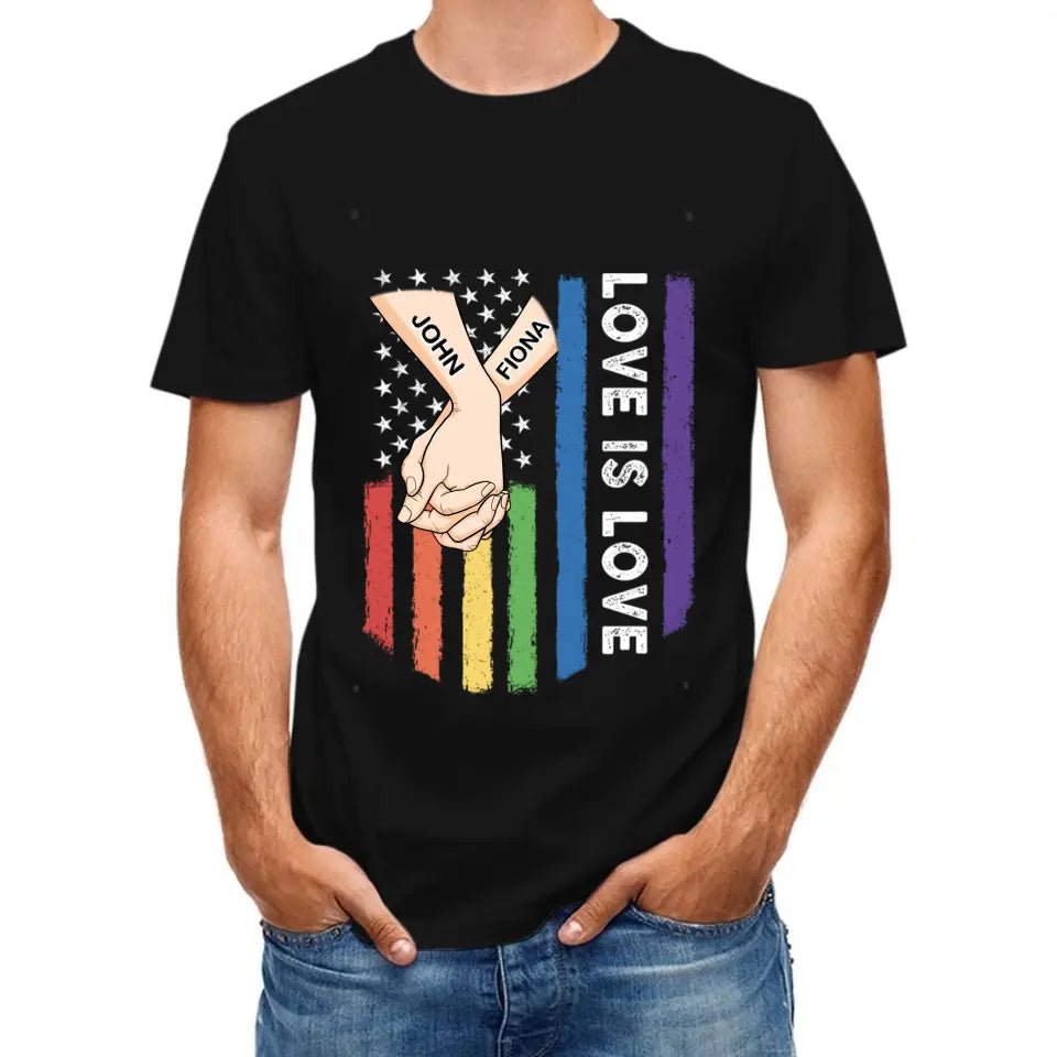 Love Is Love - Personalized Unisex T-shirt For Couples, a Gift For Your Loved One - OLESA