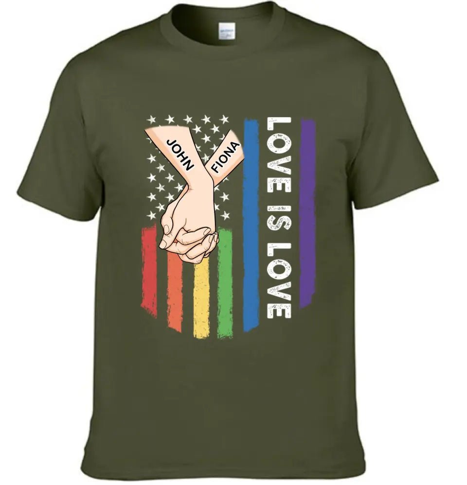 Love Is Love - Personalized Unisex T-shirt For Couples, a Gift For Your Loved One - OLESA