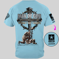 Man Of God Veteran Dad Papa - Personalized Clothing for Veterans - OLESA
