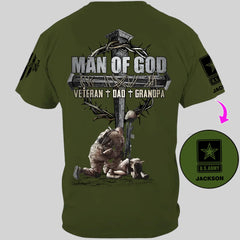 Man Of God Veteran Dad Papa - Personalized Clothing for Veterans - OLESA