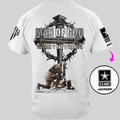 Man Of God Veteran Dad Papa - Personalized Clothing for Veterans - OLESA