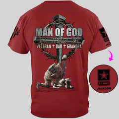 Man Of God Veteran Dad Papa - Personalized Clothing for Veterans - OLESA