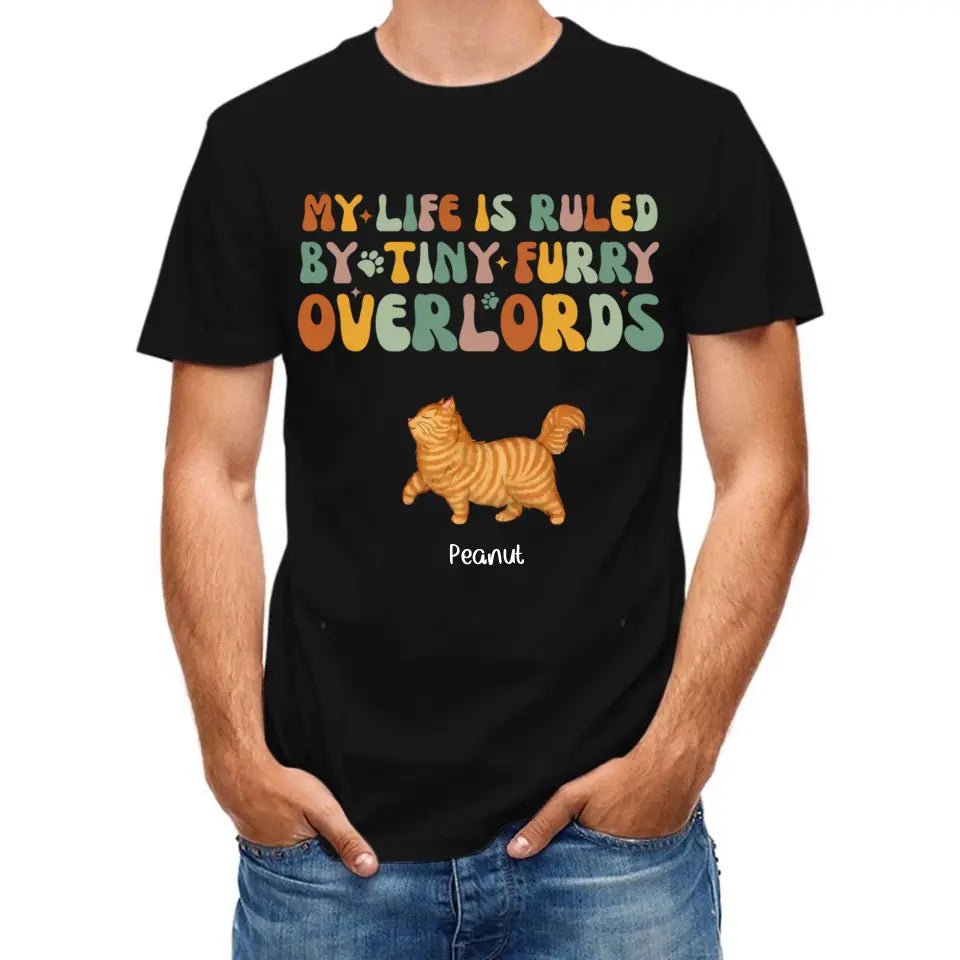 My Life Is Ruled By Tiny Furry Overlords Cat Mom Personalized Sleeve Printed T-shirt - OLESA