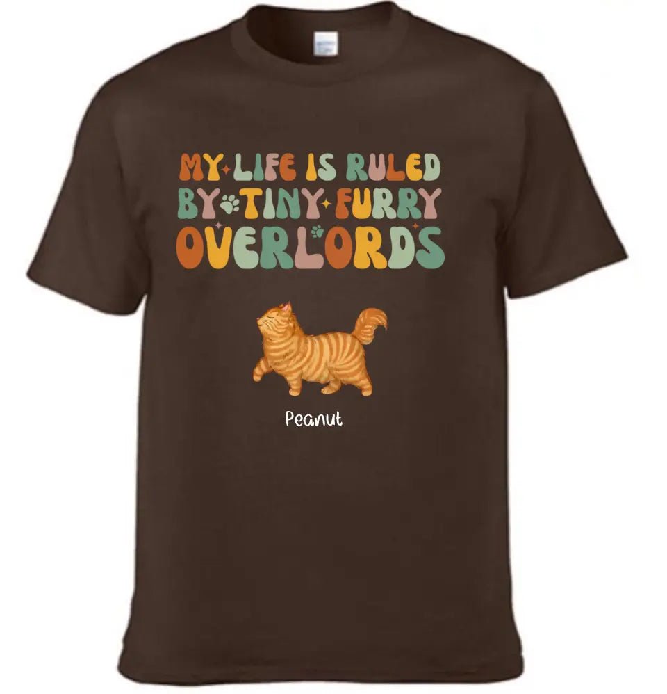 My Life Is Ruled By Tiny Furry Overlords Cat Mom Personalized Sleeve Printed T-shirt - OLESA