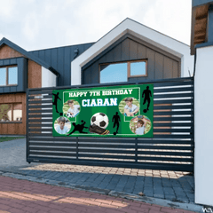 Personalized Birthday Photo Banner, Outdoor Football Lover Decoration - OLESA