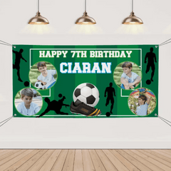 Personalized Birthday Photo Banner, Outdoor Football Lover Decoration - OLESA