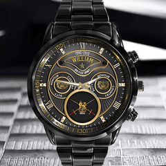Personalized British Veteran Military Logo&Rank Custom Name&Time Watch - OLESA
