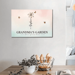 Personalized Canvas Wall Art - Grandma‘s Garden Love Grows Here, Beautiful Birth Month Flower Gift For Grandma Mom - OLESA