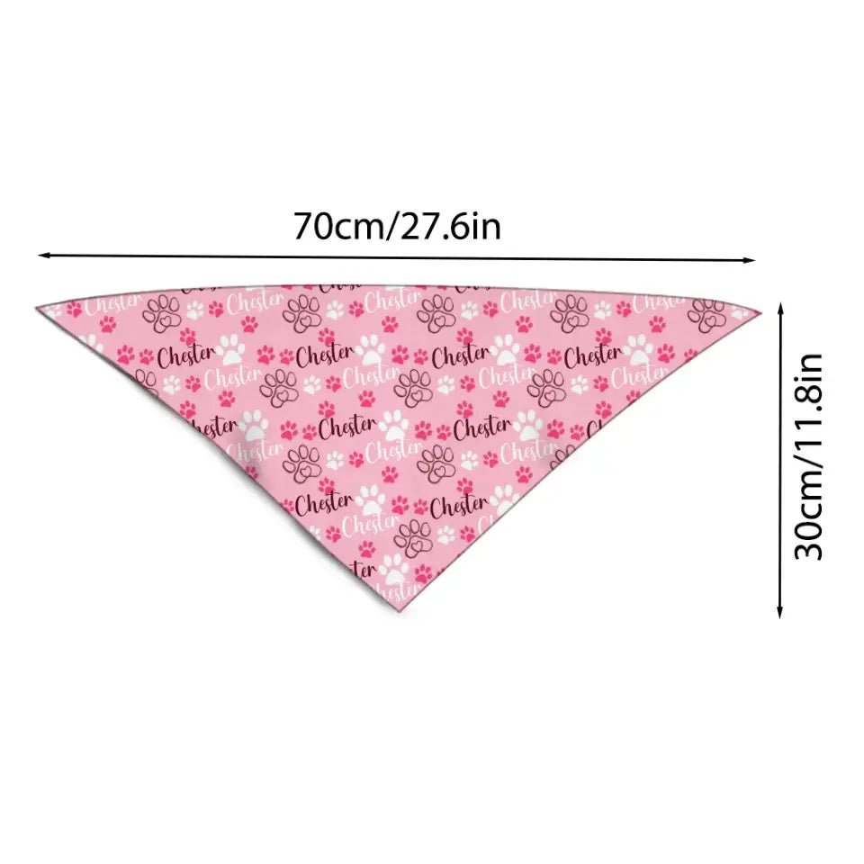 Personalized Cats and Dogs Footprints Name Triangle Bib Bandana, Gift For Dogs - OLESA