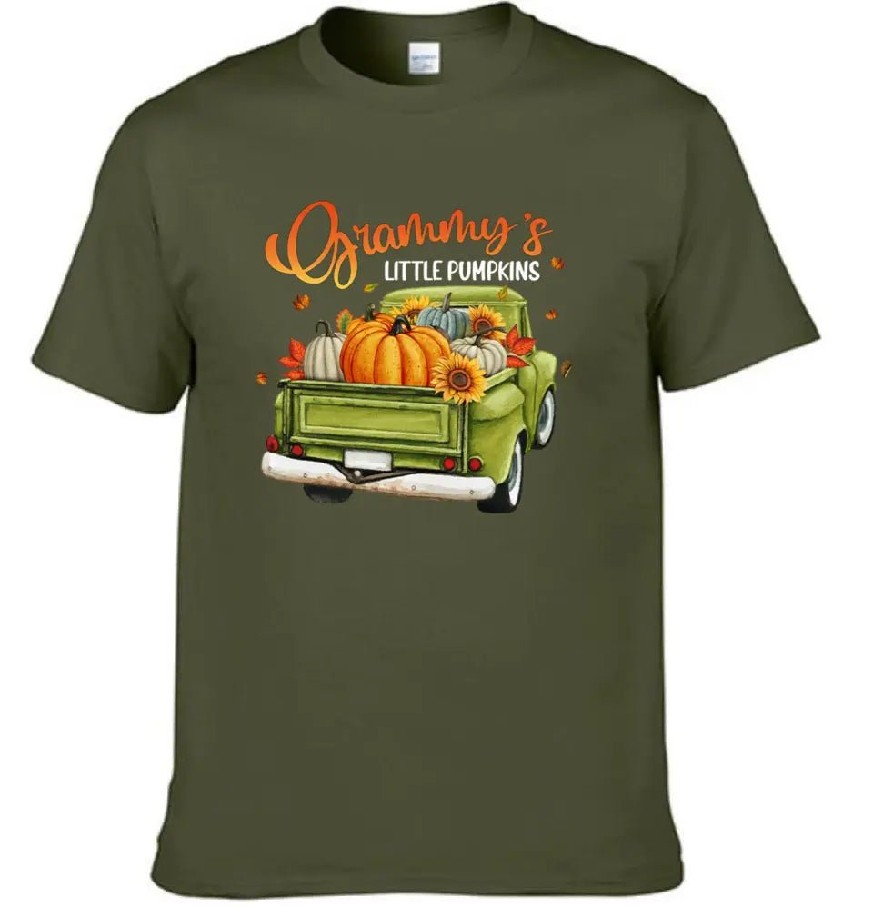 Personalized Custom Little Pumpkins Unisex T - Shirt - Gift For Grandma, Grandparents, Halloween Gift - OLESA