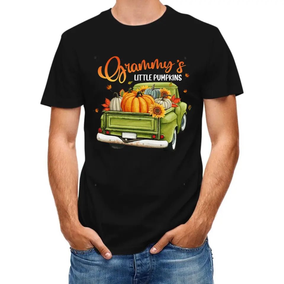 Personalized Custom Little Pumpkins Unisex T - Shirt - Gift For Grandma, Grandparents, Halloween Gift - OLESA