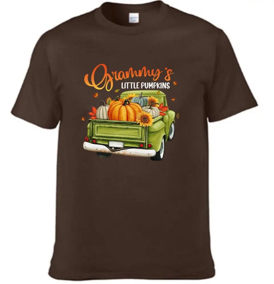 Personalized Custom Little Pumpkins Unisex T - Shirt - Gift For Grandma, Grandparents, Halloween Gift - OLESA