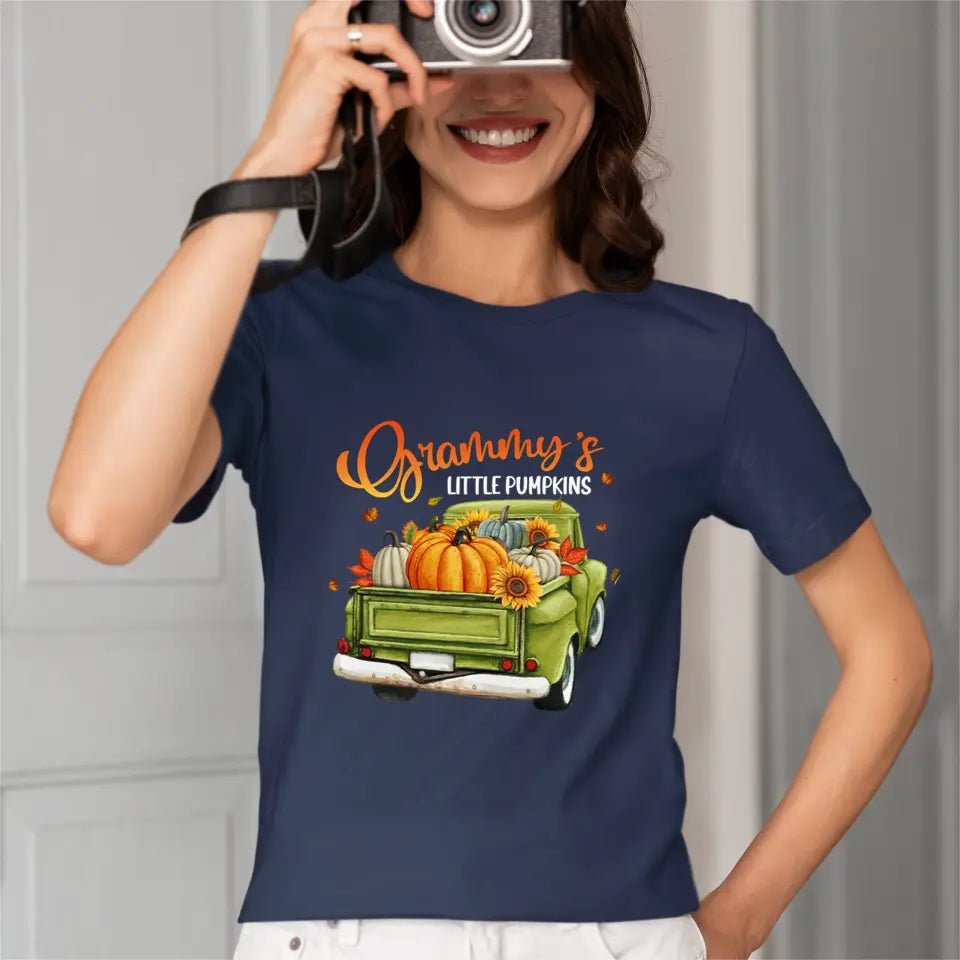 Personalized Custom Little Pumpkins Unisex T - Shirt - Gift For Grandma, Grandparents, Halloween Gift - OLESA