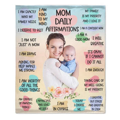 Personalized Custom Mom and Daughter Photo Blanket - Mom Daily Affirmations - OLESA