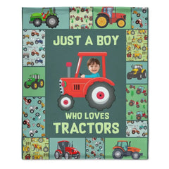 Personalized Custom Photo Blanket - Just A kid Who Loves Tractors - OLESA