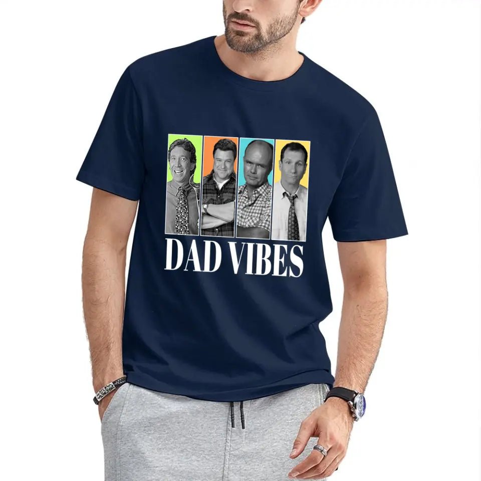 Personalized Dad Vibes Shirt-Customized Four Photos - OLESA