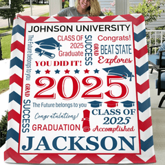 Personalized Envelope Pattern Graduation Blanket - Graduation Gift Class of 2025 - OLESA