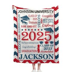 Personalized Envelope Pattern Graduation Blanket - Graduation Gift Class of 2025 - OLESA