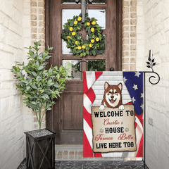 Personalized Garden Flag - Welcome To The Dog House, Decoration For Dog Lovers - OLESA