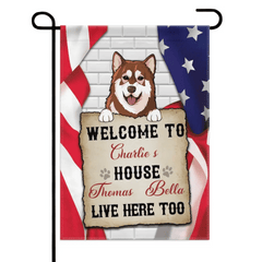 Personalized Garden Flag - Welcome To The Dog House, Decoration For Dog Lovers - OLESA