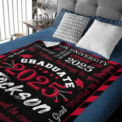 Personalized Gift Blanket Custom Class of 2025 Graduation Blankets with Name School - The Best Is Yet To Come, Adventure Awaits - OLESA