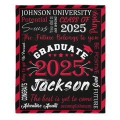 Personalized Gift Blanket Custom Class of 2025 Graduation Blankets with Name School - The Best Is Yet To Come, Adventure Awaits - OLESA