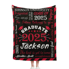 Personalized Gift Blanket Custom Class of 2025 Graduation Blankets with Name School - The Best Is Yet To Come, Adventure Awaits - OLESA