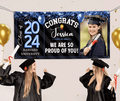 Personalized Graduation Banner - Custom Photo Sequin Glitter Balloon Year - OLESA