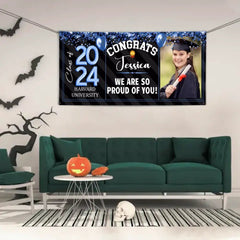 Personalized Graduation Banner - Custom Photo Sequin Glitter Balloon Year - OLESA