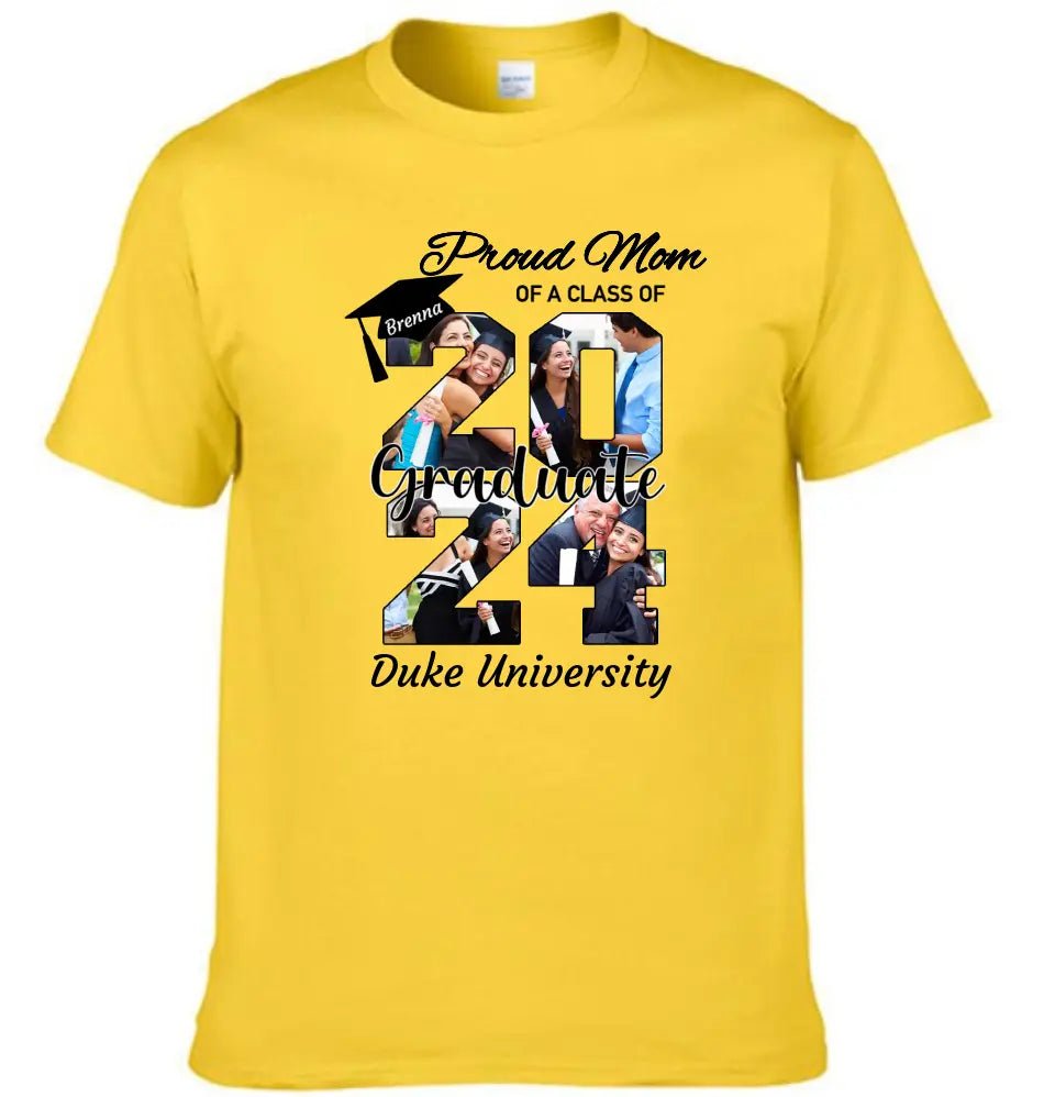 Personalized Graduation T-Shirt - Customized Name, Year and 4 Photos, Gift for Graduates - OLESA