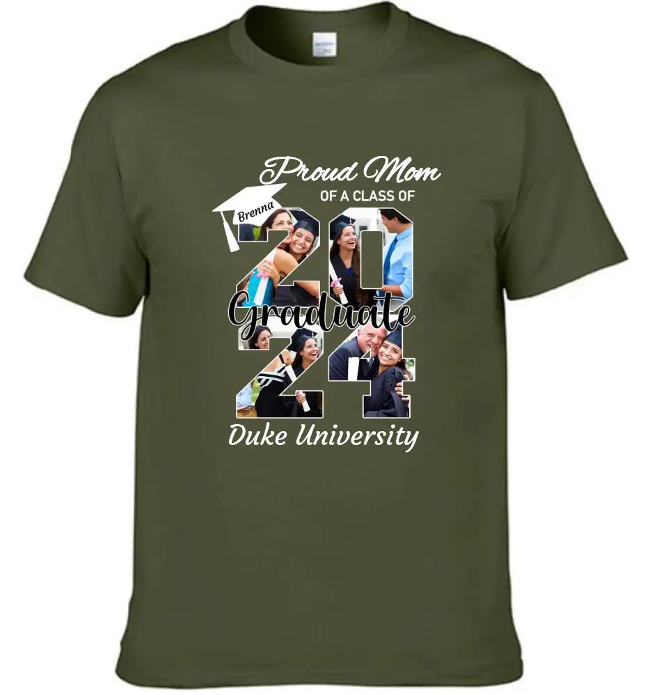 Personalized Graduation T-Shirt - Customized Name, Year and 4 Photos, Gift for Graduates - OLESA