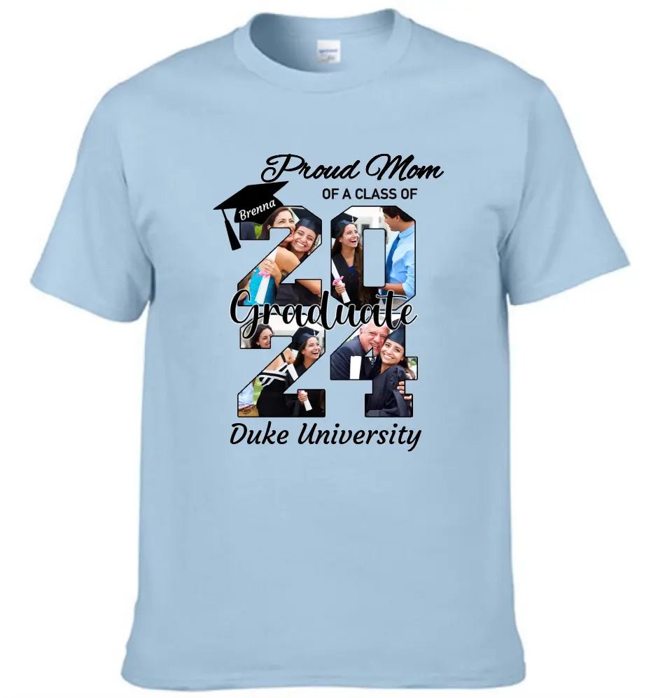 Personalized Graduation T-Shirt - Customized Name, Year and 4 Photos, Gift for Graduates - OLESA