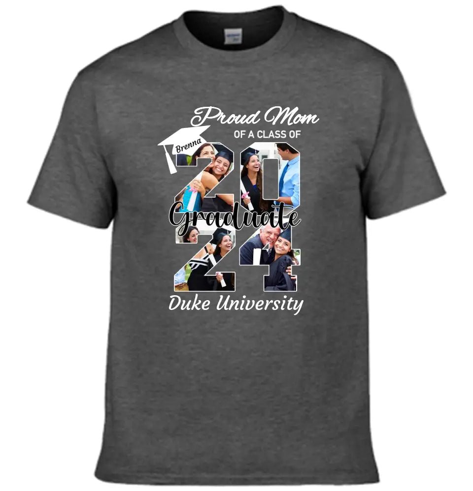 Personalized Graduation T-Shirt - Customized Name, Year and 4 Photos, Gift for Graduates - OLESA