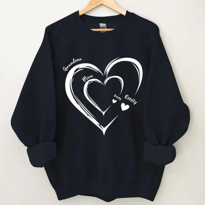 Personalized Heart In Heart grandma Sweatshirt - OLESA