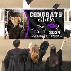 Personalized Left Side Graduation Photo Flash Congratulations Banner - OLESA