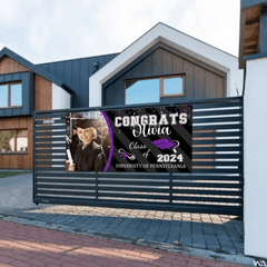 Personalized Left Side Graduation Photo Flash Congratulations Banner - OLESA
