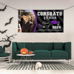 Personalized Left Side Graduation Photo Flash Congratulations Banner - OLESA