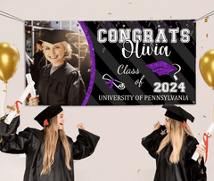 Personalized Left Side Graduation Photo Flash Congratulations Banner - OLESA
