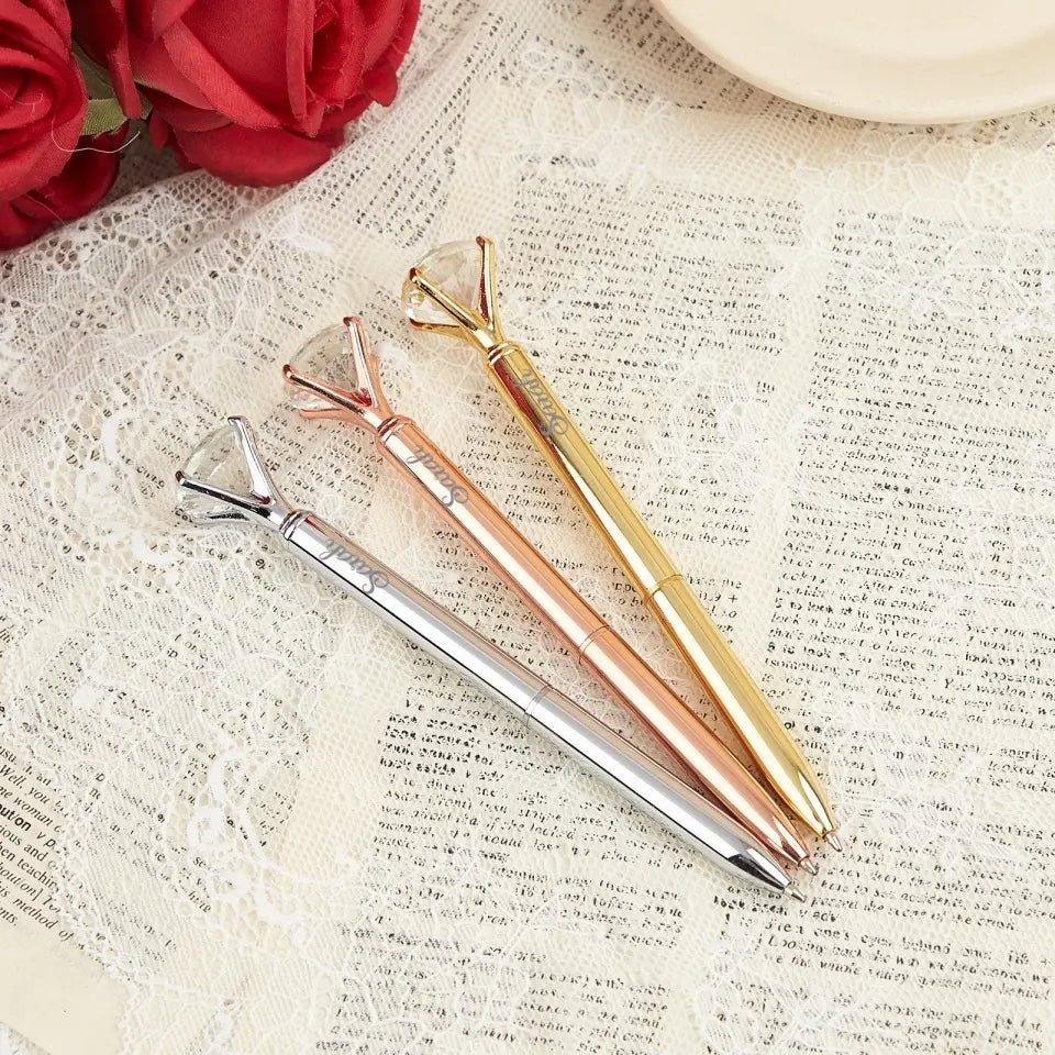 Personalized Metal Ballpoint Pen With Diamond, Suitable for Office Supplies Or Gifts for Women - OLESA