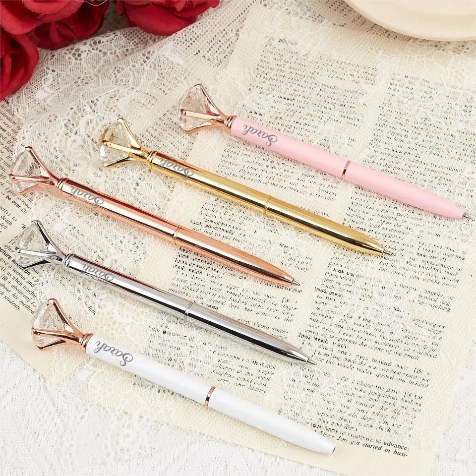 Personalized Metal Ballpoint Pen With Diamond, Suitable for Office Supplies Or Gifts for Women - OLESA